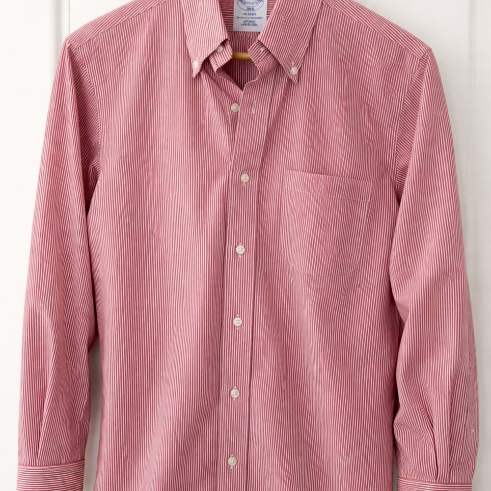 Brooks Brothers non iron red pinstripe dress shirts 15.5 32/33